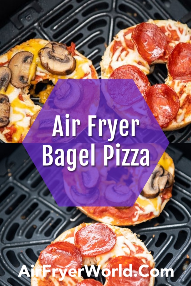 Air Fryer Bagel Pizza collage