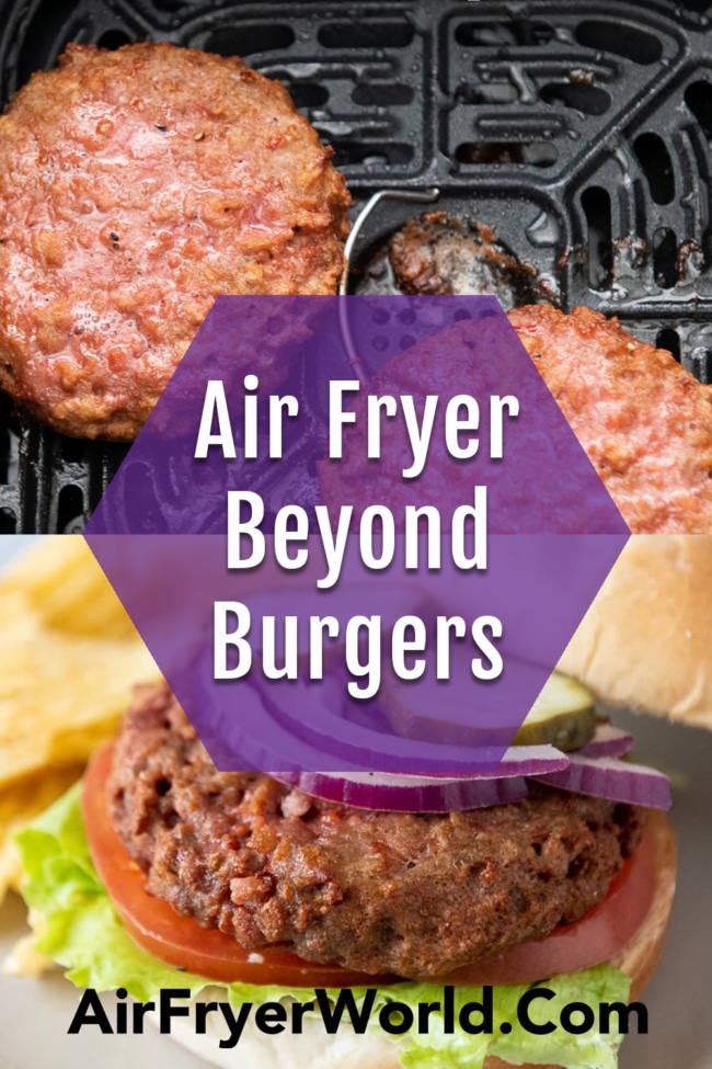 frozen beyond burger in the air fryer collage