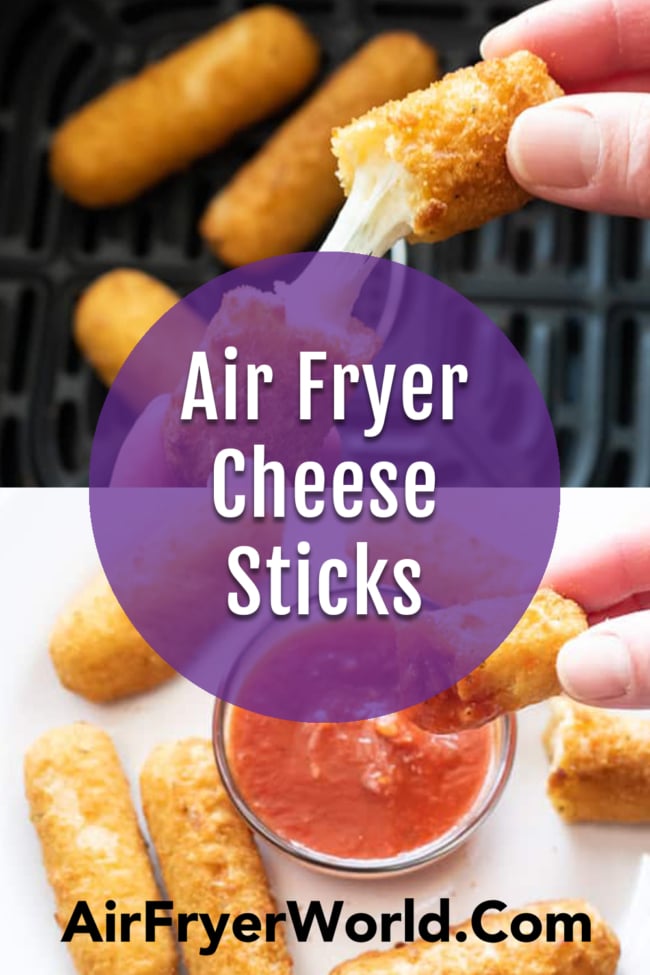 Air Fryer Frozen Mozzarella Sticks or Cheese Sticks Recipe collage