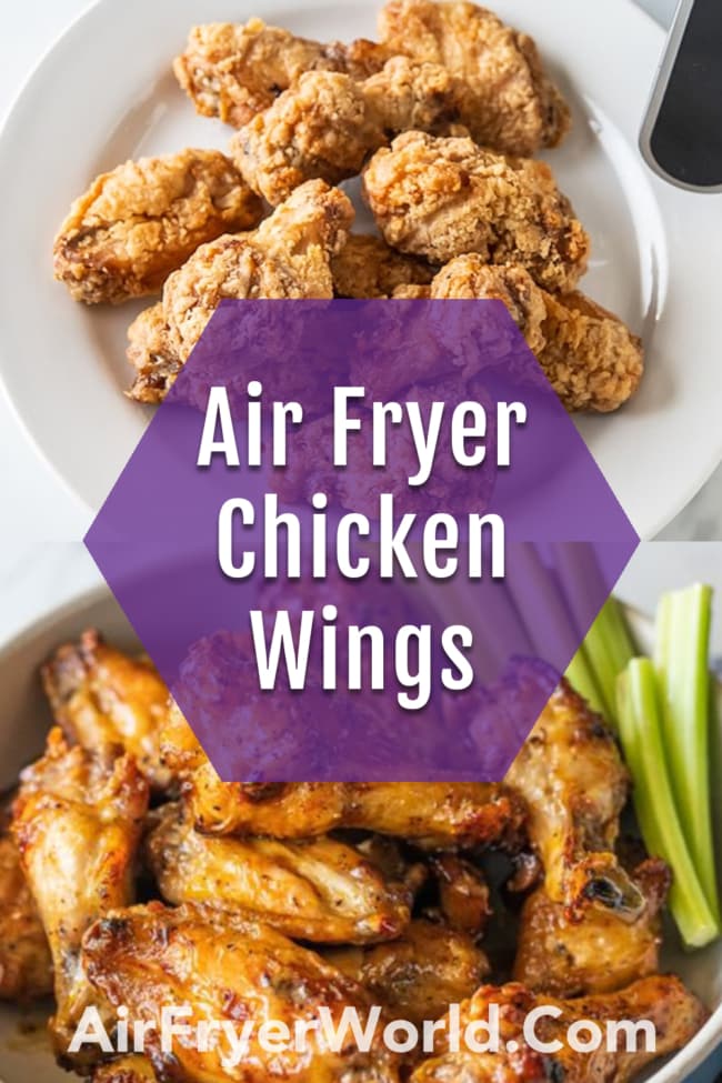 Air Fryer Frozen Chicken Wings collage