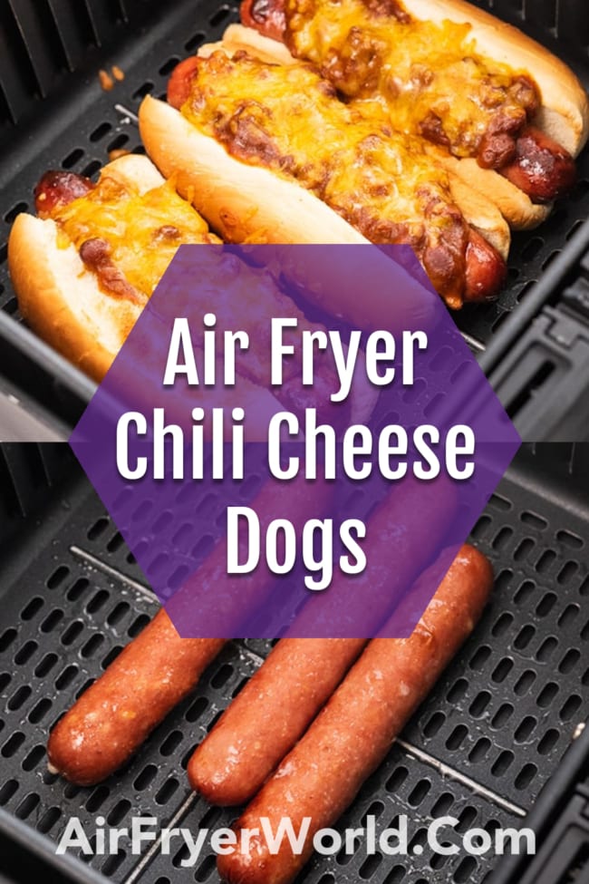 Air Fried Chili Cheese Hot Dogs Recipe collage