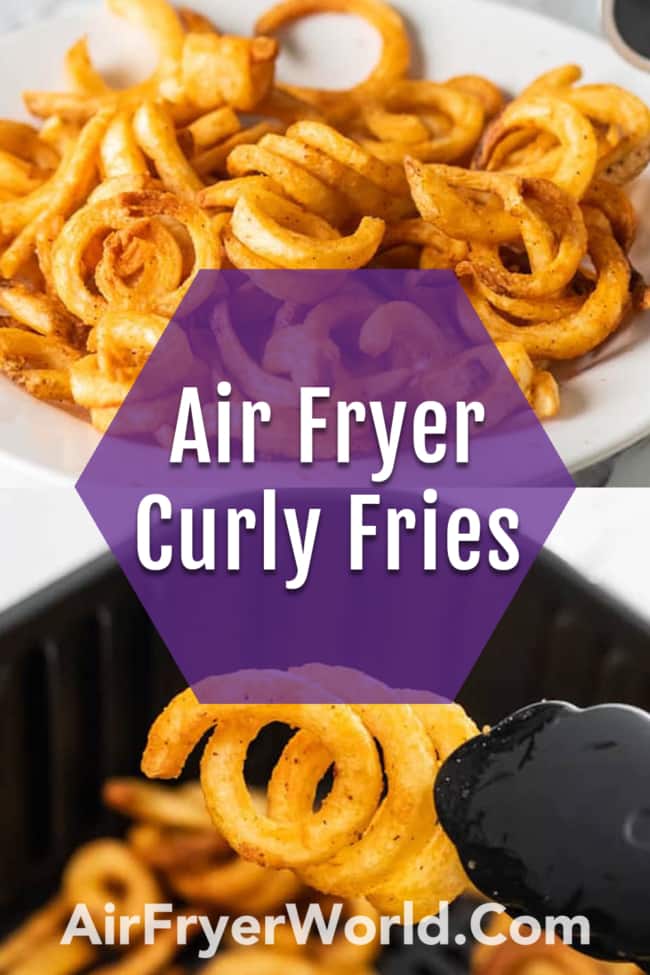 Air Fryer Frozen Curly Fries in Air Fryer collage