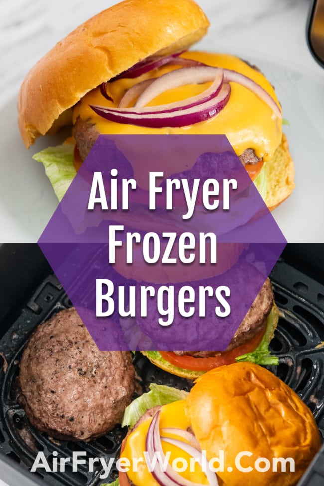 Air Fryer Frozen burgers collage