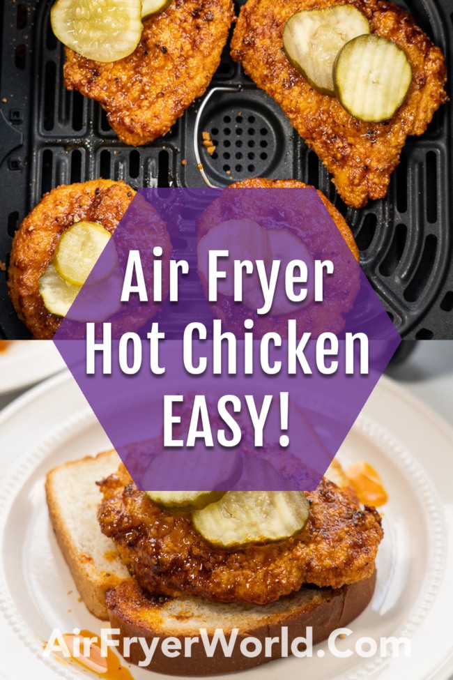 Air fryer Nashville hot chicken collage