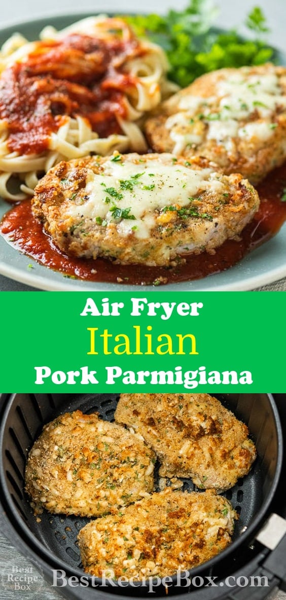 Air Fryer Italian Pork Chop Parmesan Recipe is an Easy Crusted Pork Parmesan @BestRecipeBox