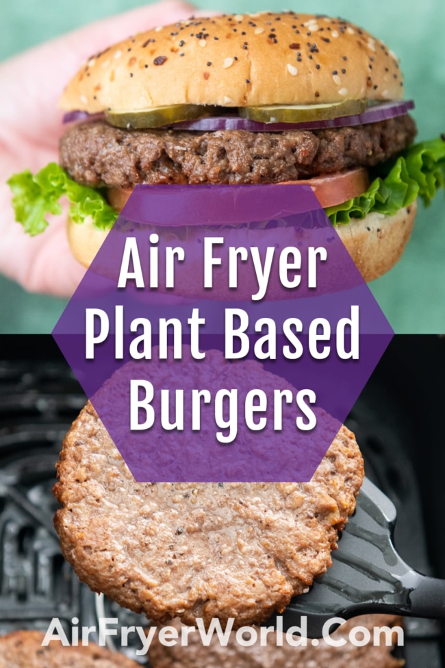Air Fryer Impossible burgers collage