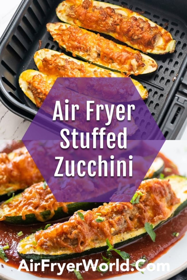 Air Fryer Stuffed Zucchini collage