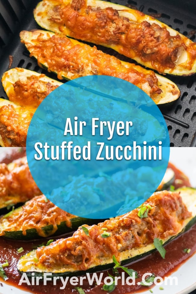 Air Fryer Stuffed Zucchini on plate