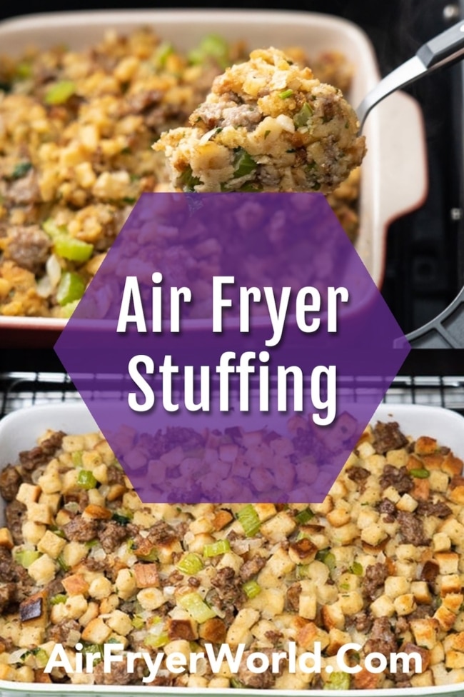 Air Fryer Sausage Stuffing collage