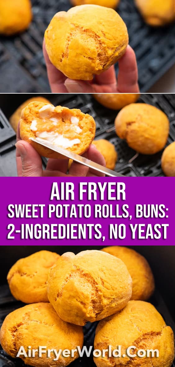 Air Fryer Sweet Potato Rolls Recipe for Buns, Bread with No Yeast | AirFryerWorld.com