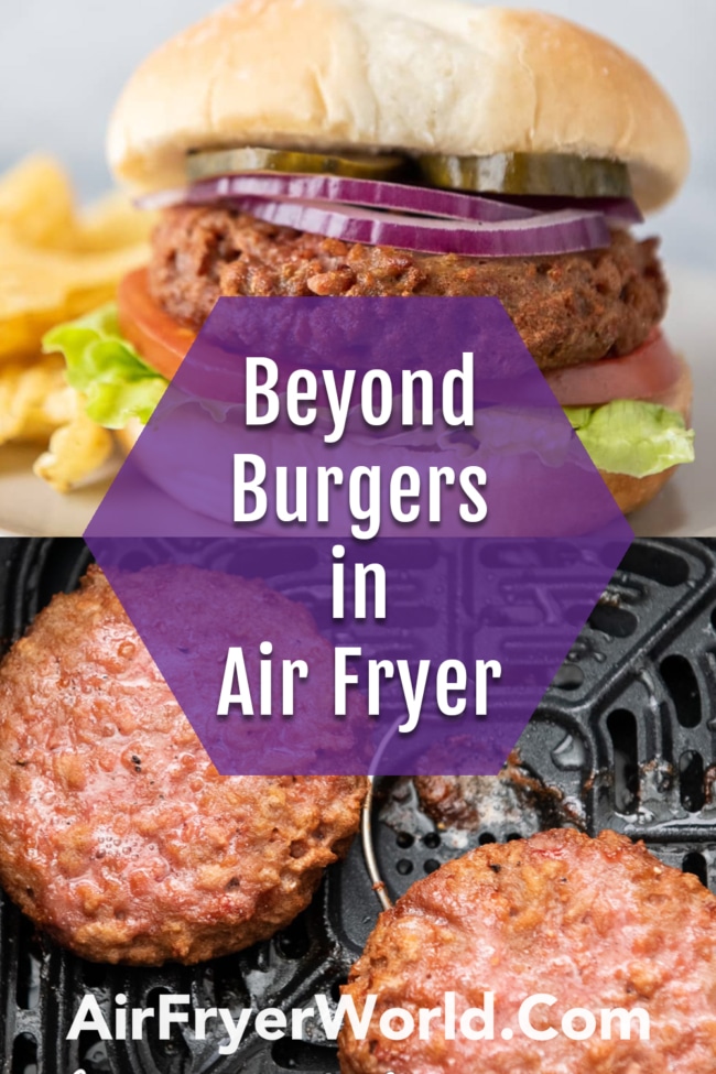 frozen beyond burger in the air fryer collage