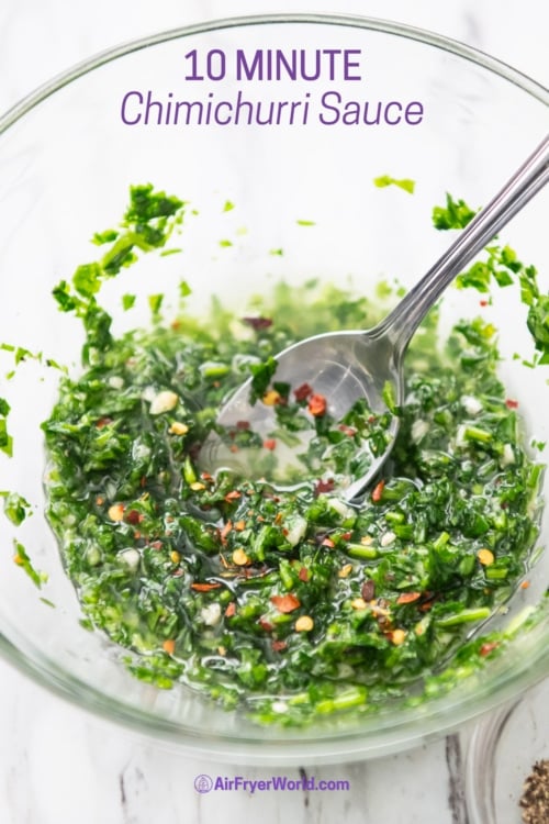 spoonful of chimichurri sauce 