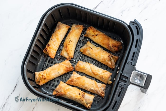 egg rolls in basket 