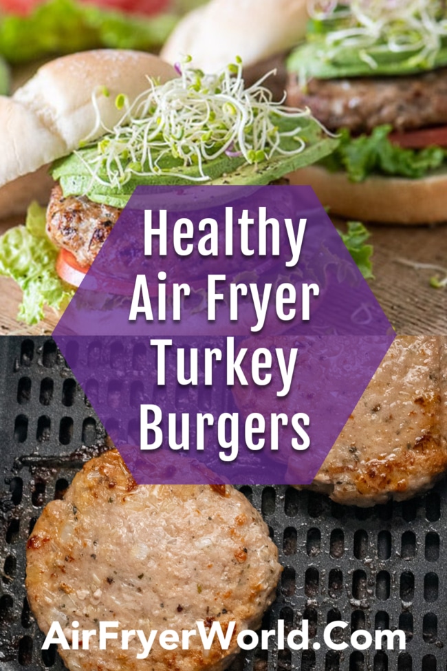 Air fryer turkey burgers collage