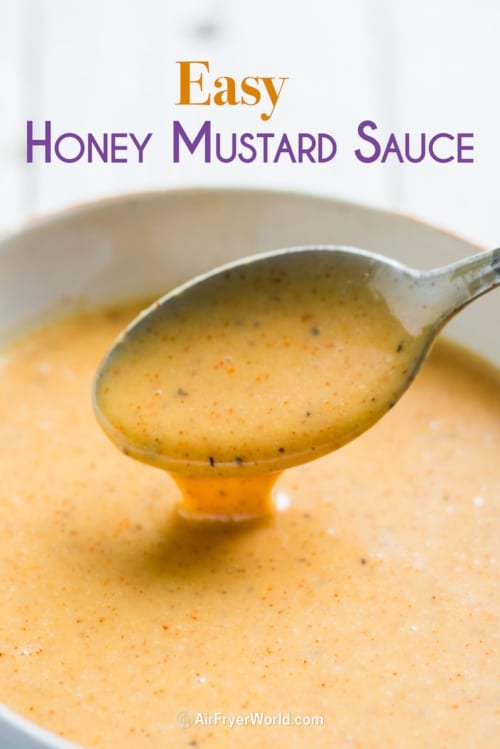 spoon with honey mustard sauce 