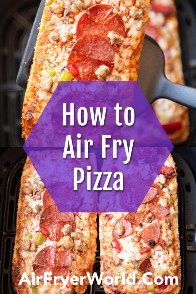 Air Fryer Frozen French Bread Pizza recipe collage
