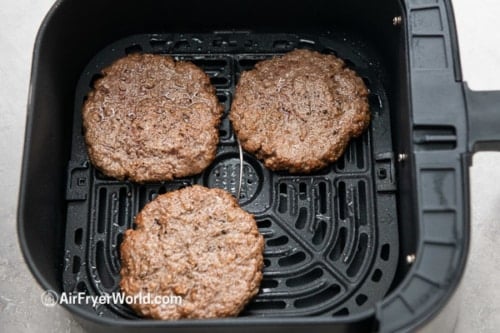 Cooked Impossible burger patties in air fryer