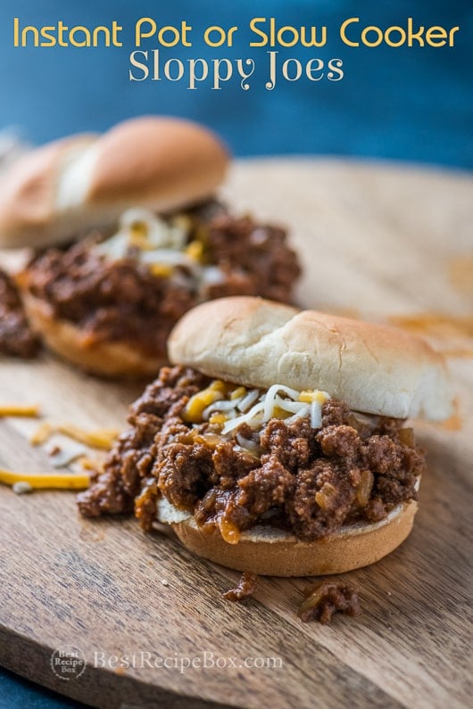 Instant Pot Sloppy Joes Recipe in Pressure Cooker or Slow Cooker | @bestreciepbox