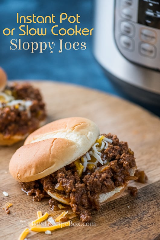 Instant Pot Sloppy Joes Recipe in Pressure Cooker or Slow Cooker | @bestreciepbox