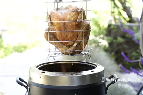 Removing turkey from oil-less deep fryer