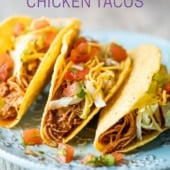 slow cooker chicken tacos on a plate