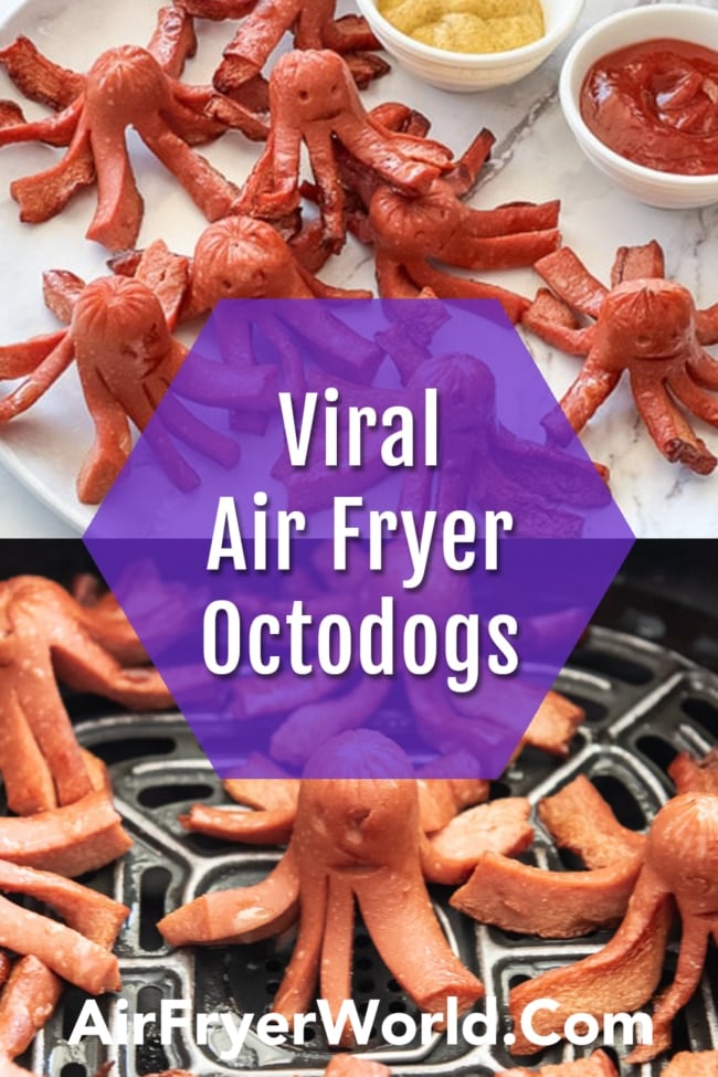 air frying octopus hot dogs collage