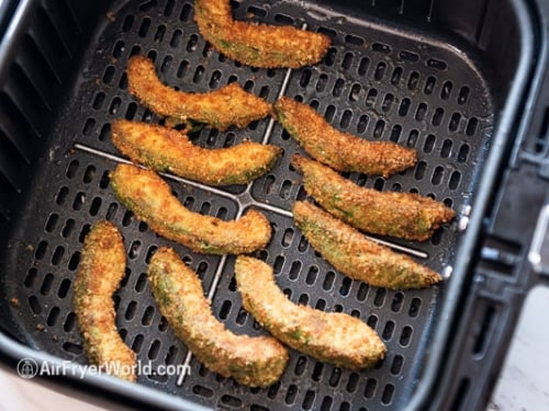 Fully cooked avocado fries in air fryer