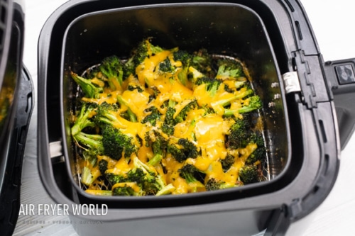 melted cheese on broccoli