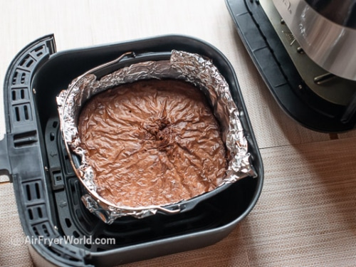 cooked brownies in air fryer basket