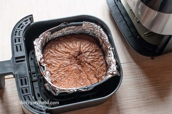 cooked brownies in air fryer basket