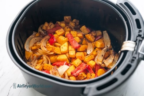 crispy and cooked air fryer butternut squash fajitas