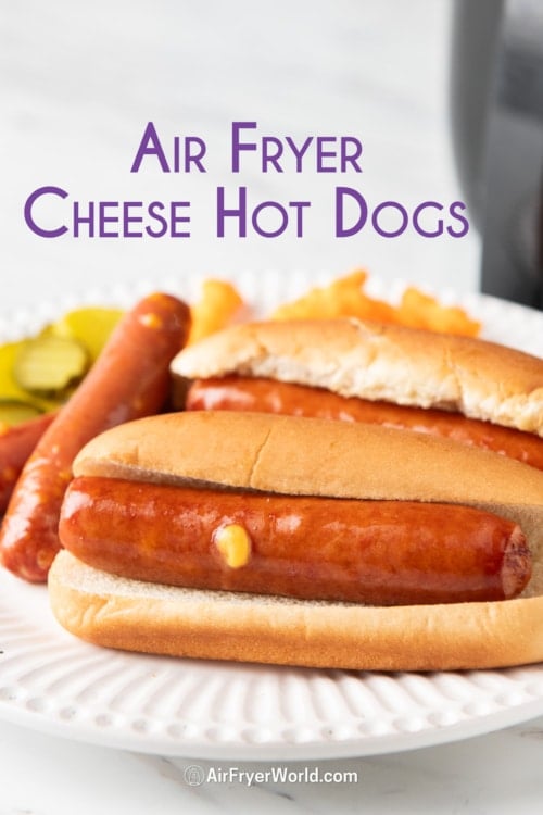 plated air fryer cheese dogs with pickles 