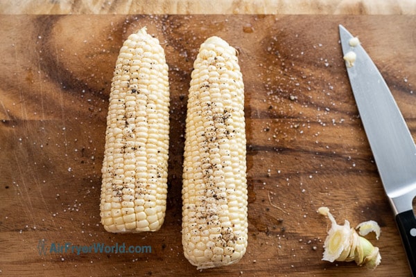 ends trimmed off the corn