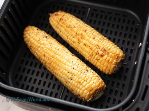 cooked corn on the cob in air fryer basket