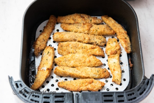 crispy cooked air fried fish sticks
