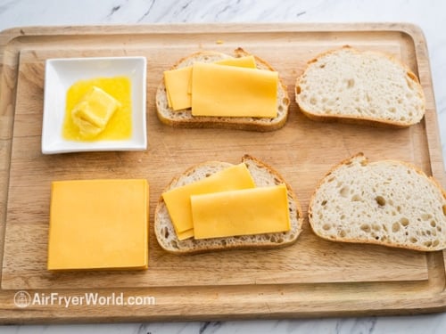 adding cheese inbetween bread