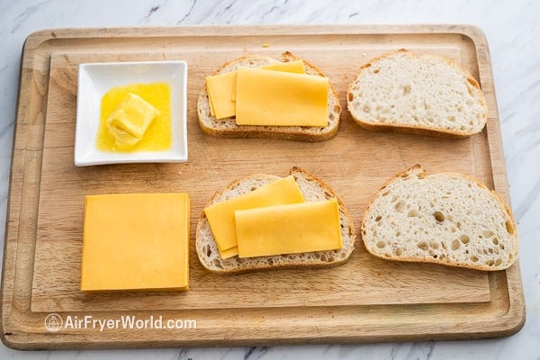 adding cheese inbetween bread