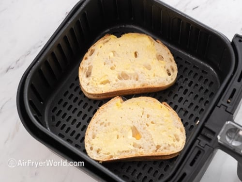 sandwich in air fryer basket