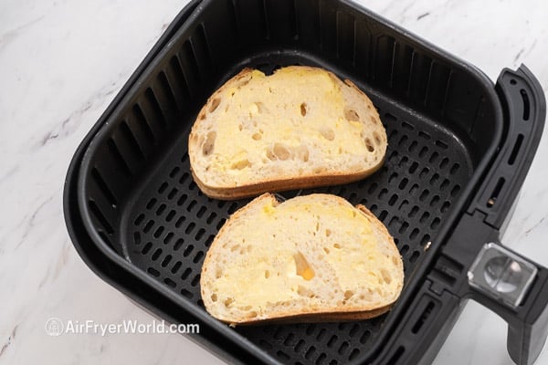 sandwich in air fryer basket