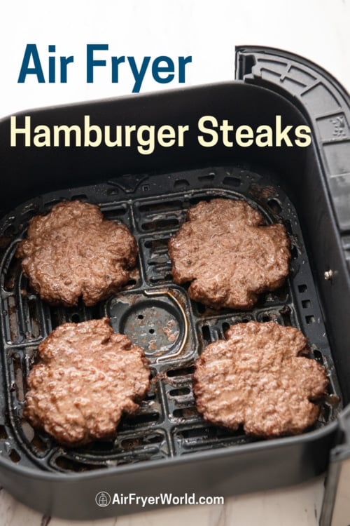 air fryer hamburger steaks in basket 