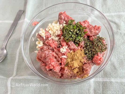 bowl of ground lamb meat mixture