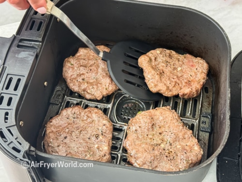 turning lamb patties halfway through cooking