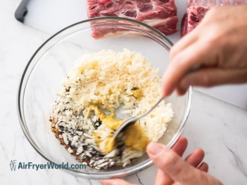 Mixing parmesan crust together
