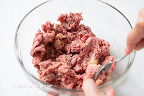 mixing ground meat