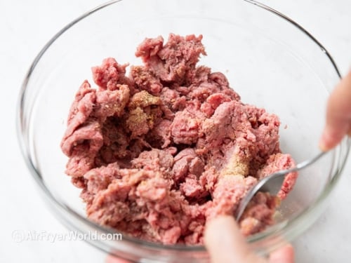 mixing ground meat