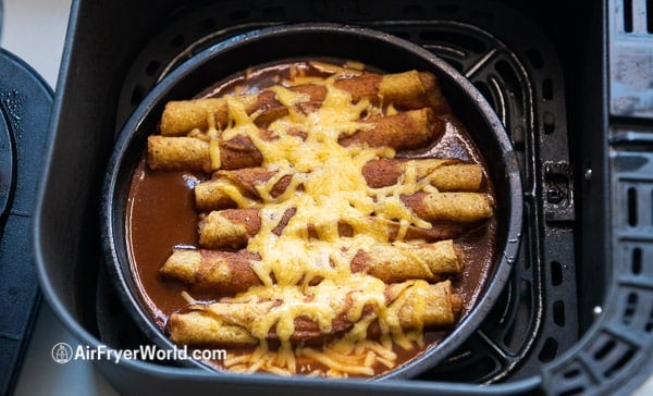 Cheese melted on top of enchiladas