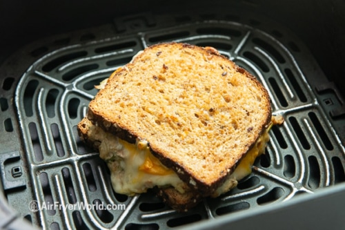 Fully cooked tuna melt in the air fryer