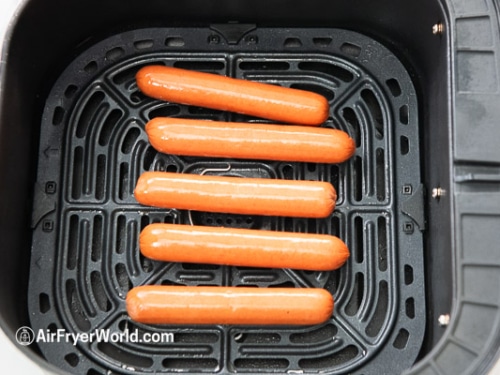 air fryer wieners in basket
