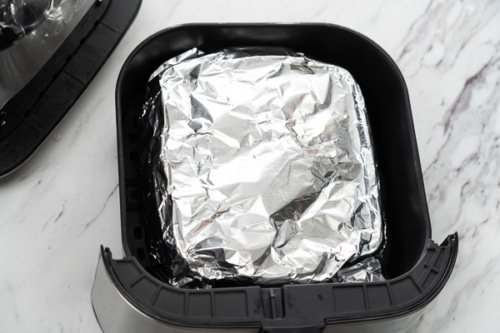 Covered baking dish in air fryer