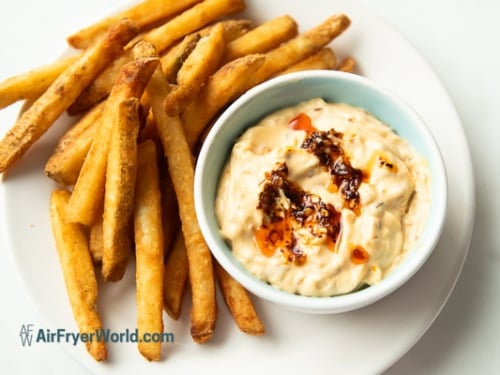 fries with chili crisp mayo